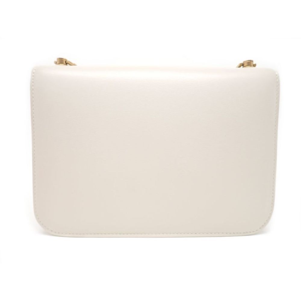 Saint Laurent Leather Bag BLANC Calf Shoulder Paris Carre VINTAGE